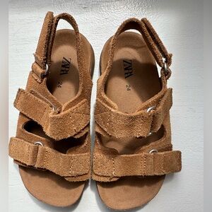Brown suede leather Zara sandals. Size 8.